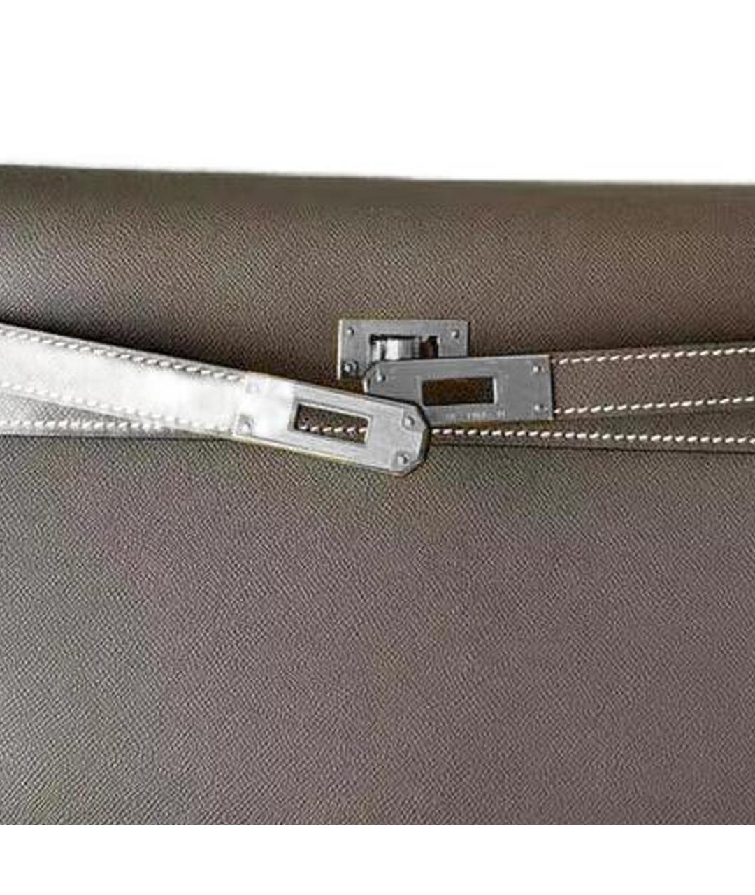 HERMES Серая кожаная сумка через плечо, фото 3