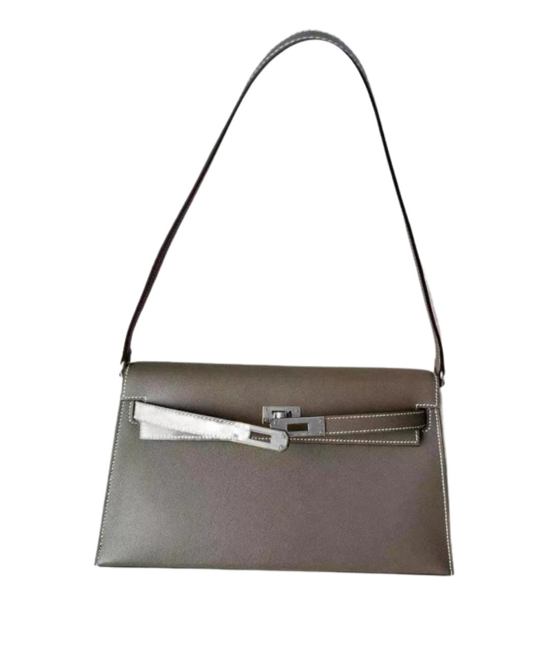 HERMES Серая кожаная сумка через плечо, фото 1