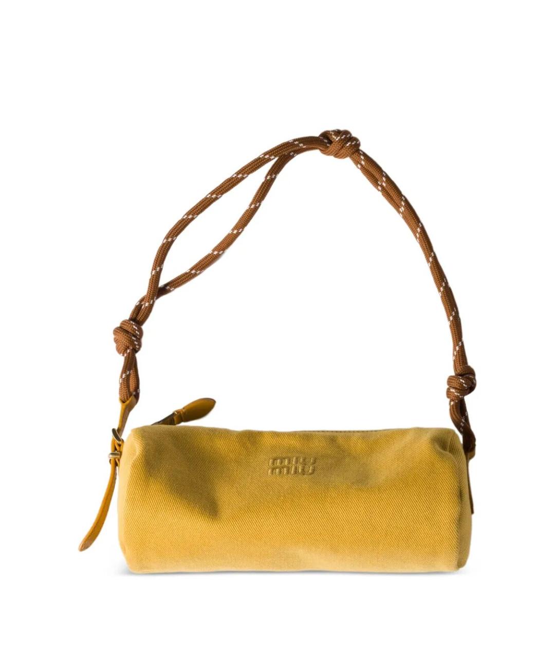 MIU MIU Желтая хлопковая сумка с короткими ручками, фото 2