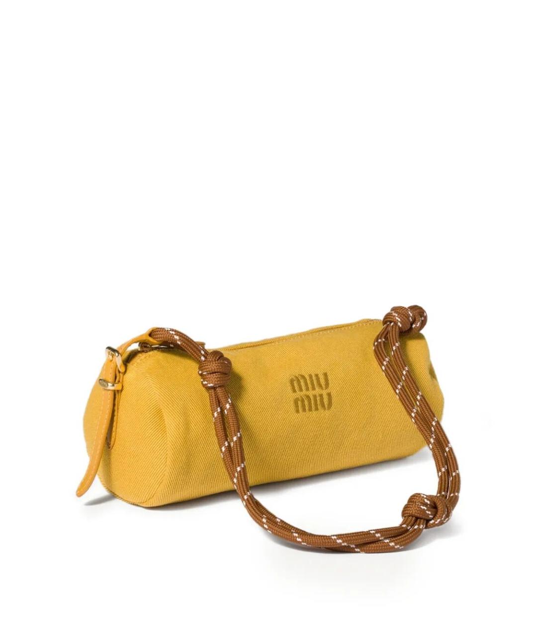 MIU MIU Желтая хлопковая сумка с короткими ручками, фото 3
