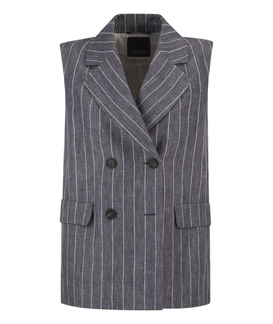 'S MAX MARA Синий льняной жилет, фото 1