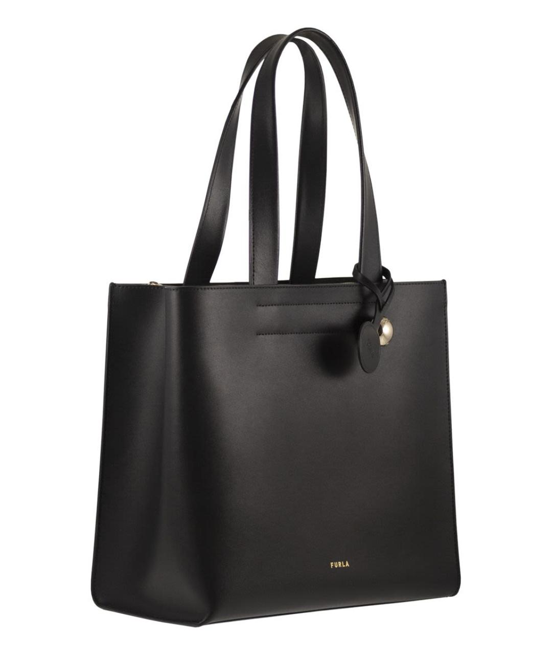 FURLA Черная кожаная сумка тоут, фото 4