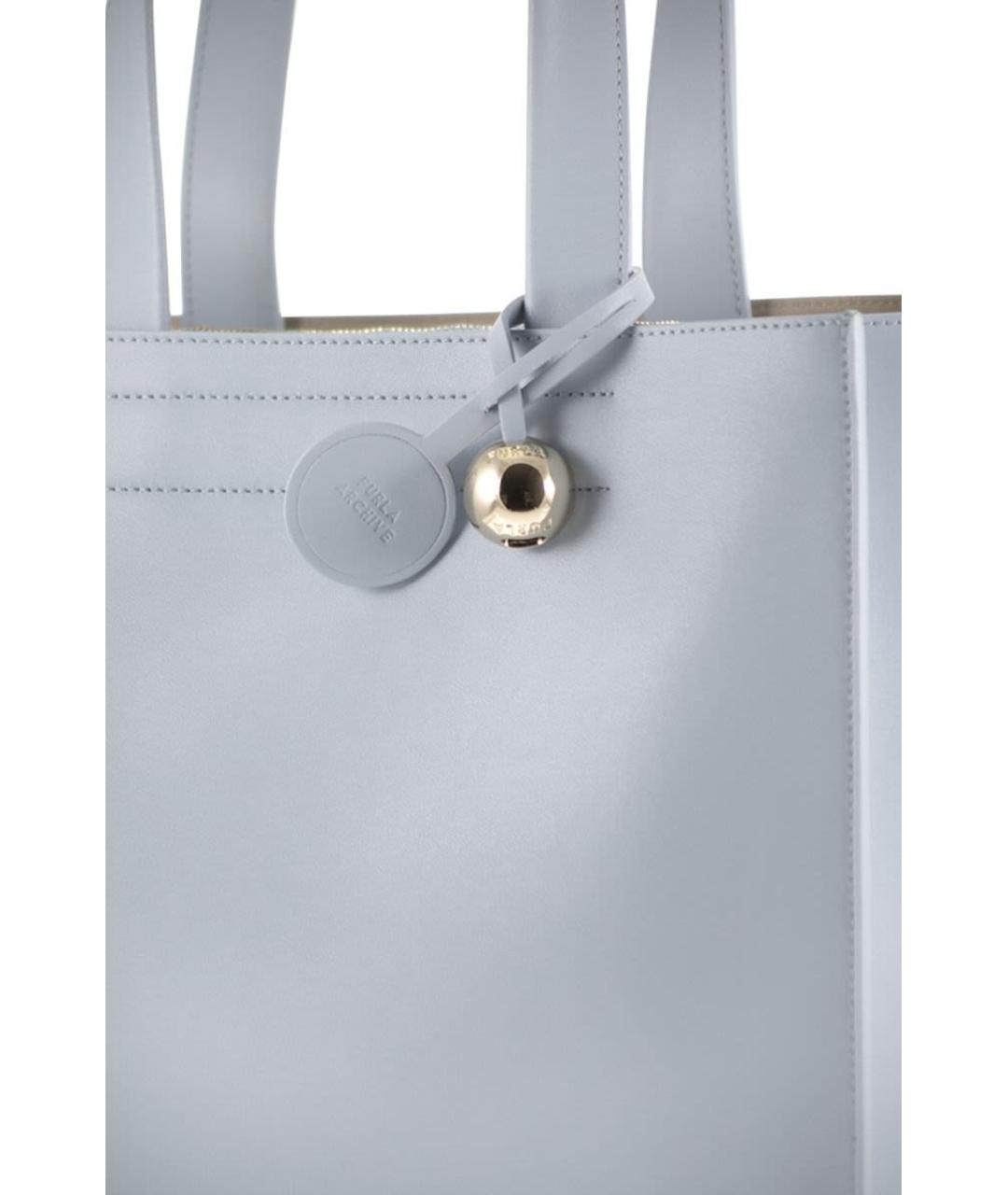 FURLA Голубая кожаная сумка тоут, фото 5