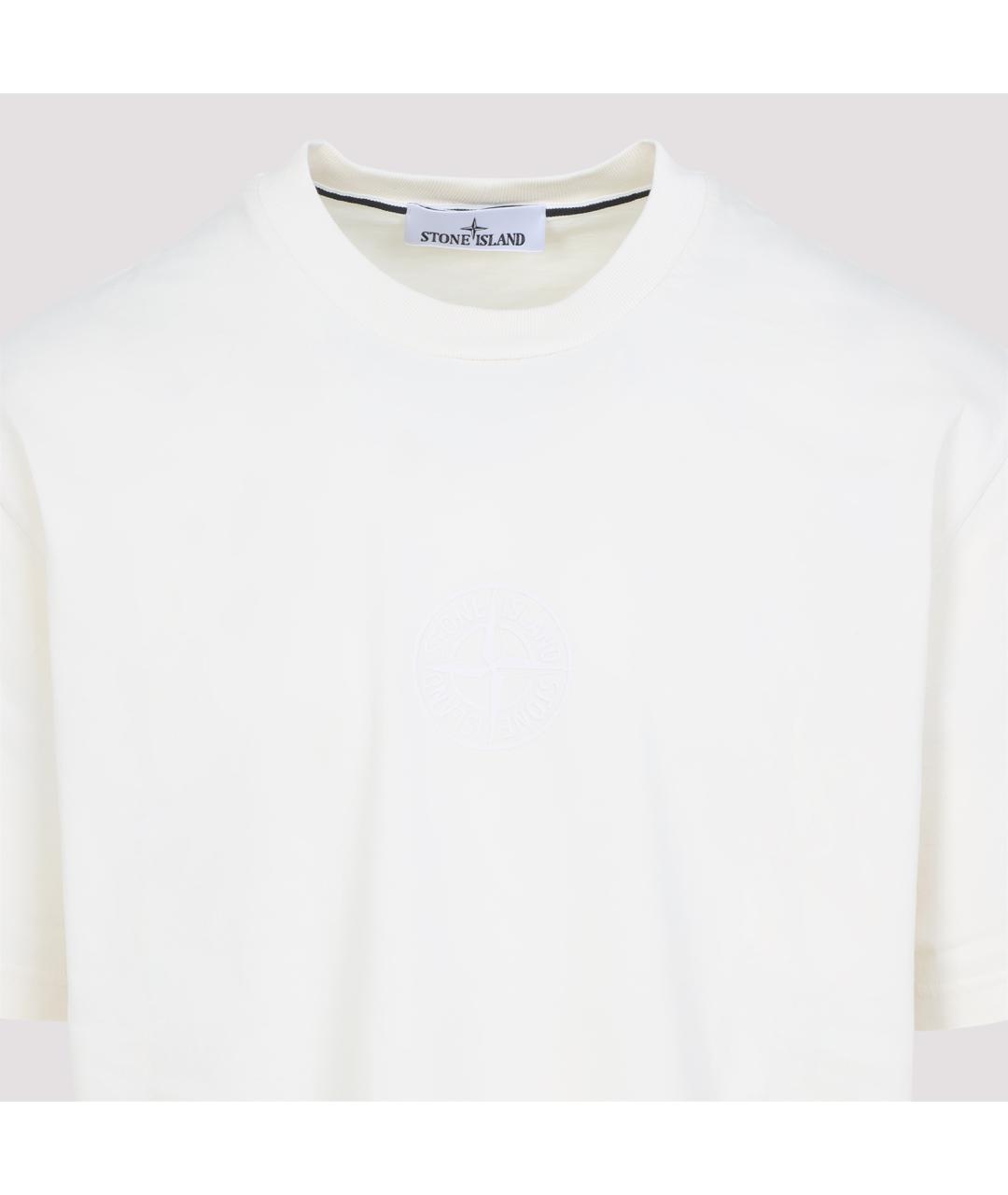 STONE ISLAND Белая хлопковая футболка, фото 4