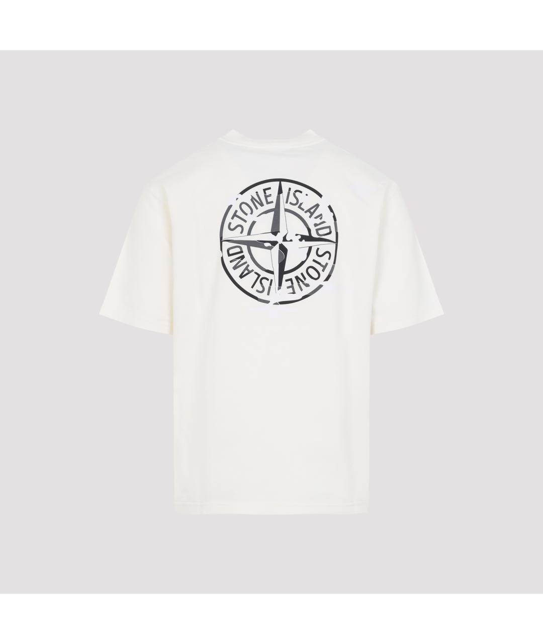 STONE ISLAND Белая хлопковая футболка, фото 3