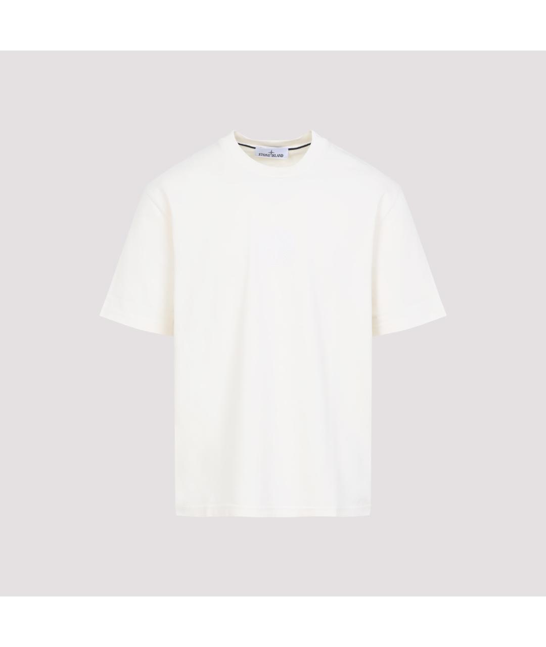 STONE ISLAND Белая хлопковая футболка, фото 2