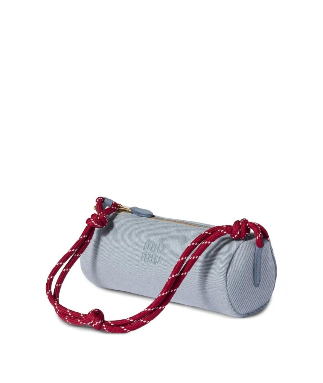 MIU MIU Синяя хлопковая сумка с короткими ручками, фото 3