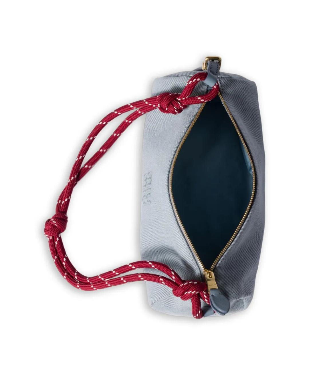 MIU MIU Синяя хлопковая сумка с короткими ручками, фото 4