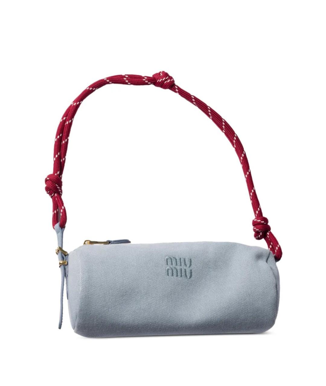 MIU MIU Синяя хлопковая сумка с короткими ручками, фото 5