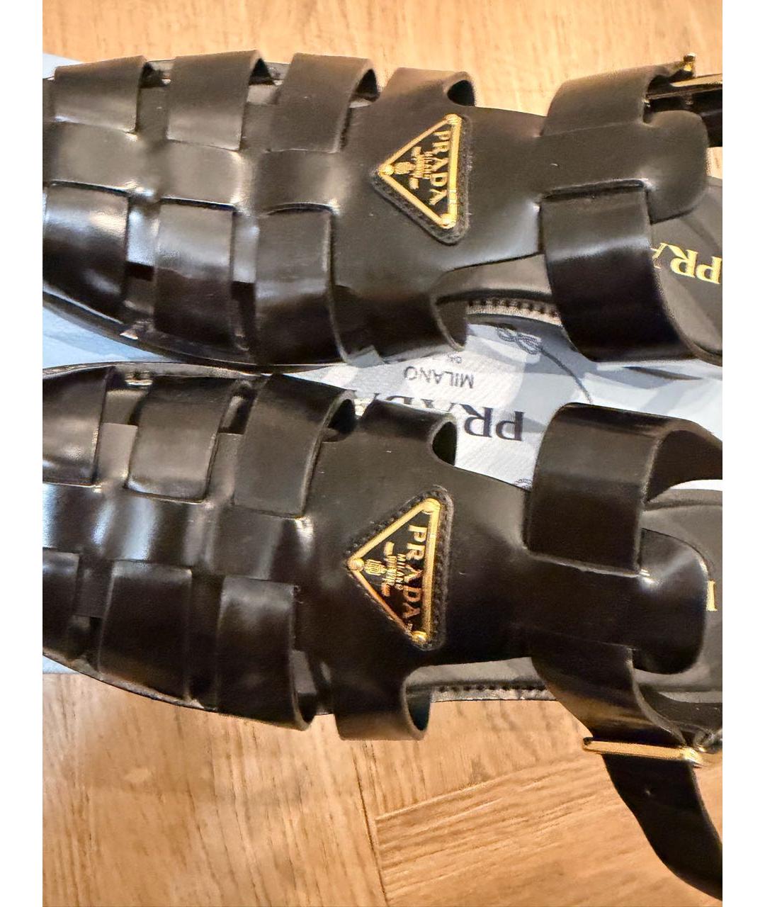 PRADA Черные кожаные сандалии, фото 6