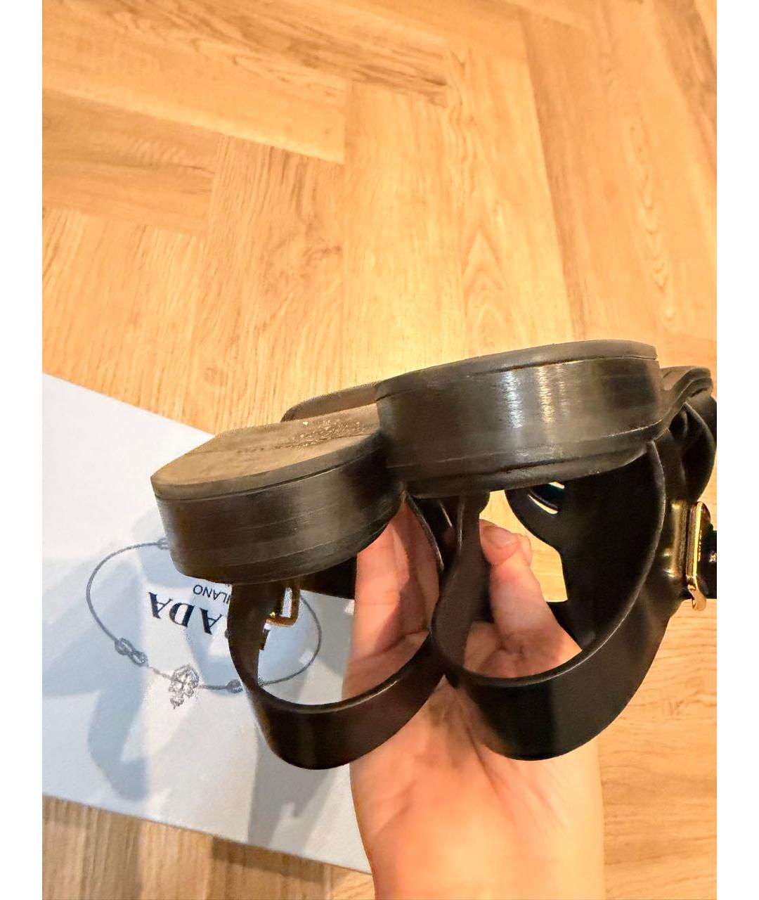 PRADA Черные кожаные сандалии, фото 4