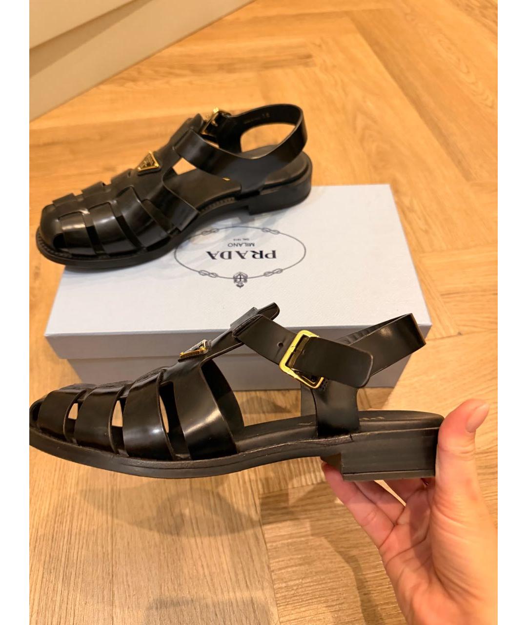PRADA Черные кожаные сандалии, фото 9