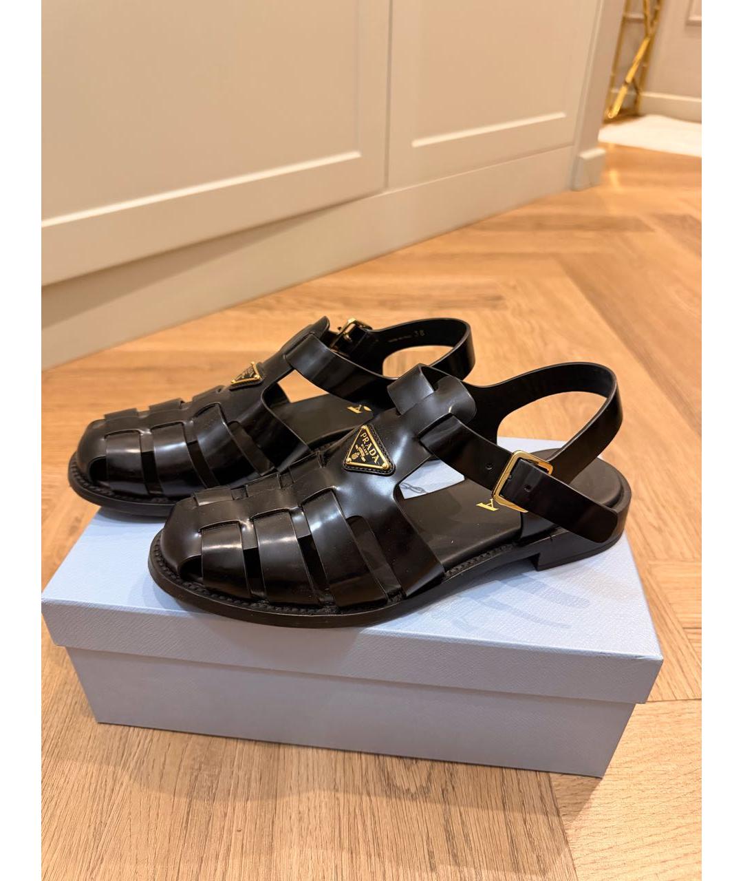 PRADA Черные кожаные сандалии, фото 3