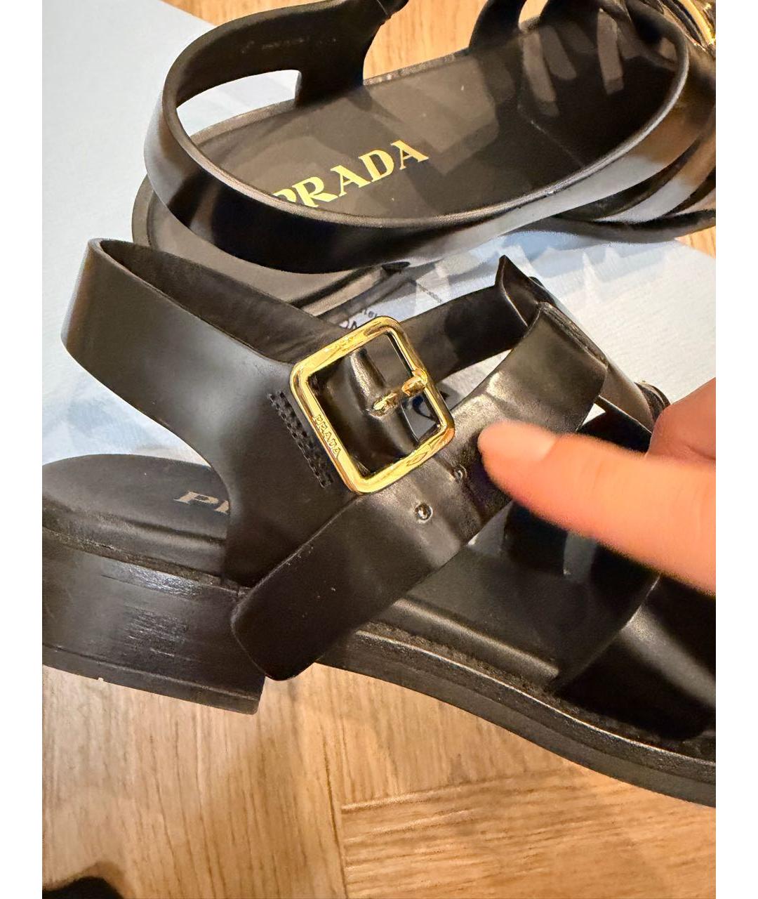 PRADA Черные кожаные сандалии, фото 5