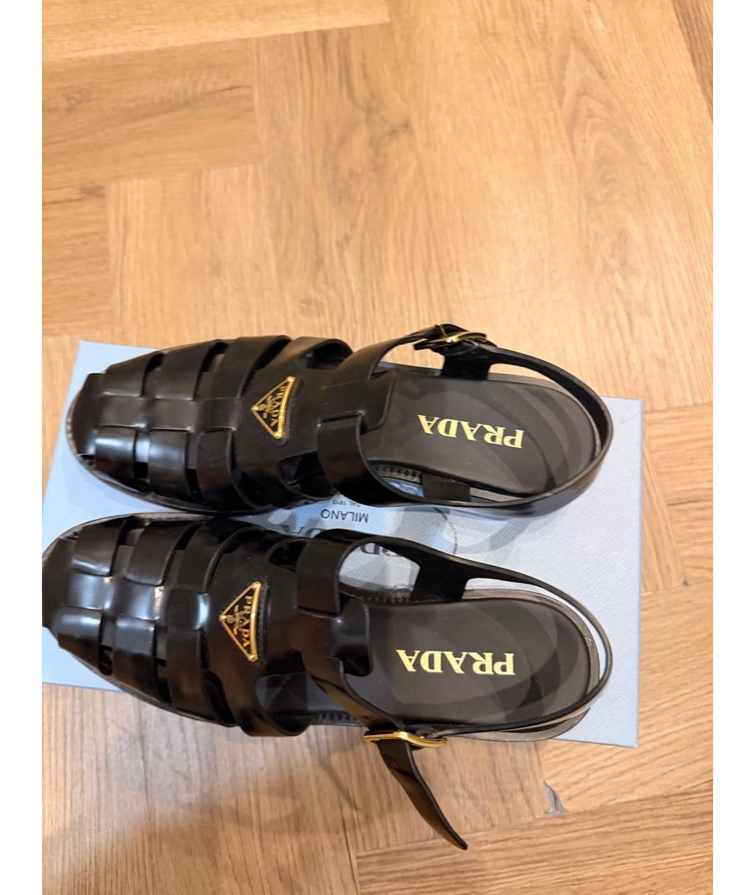 PRADA Черные кожаные сандалии, фото 2