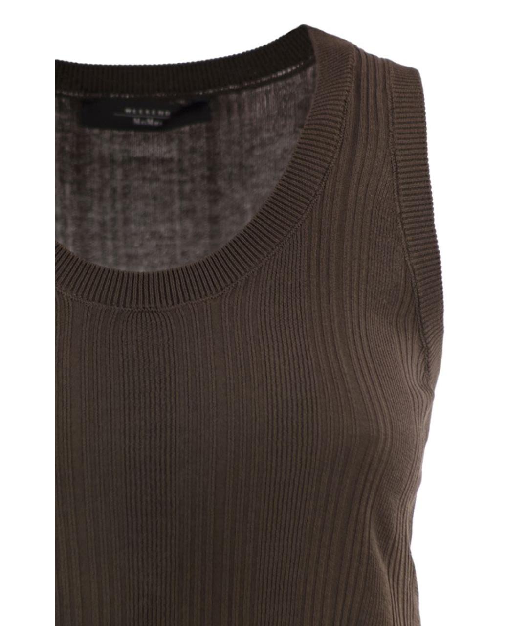 WEEKEND MAX MARA Коричневая вискозная майка, фото 4