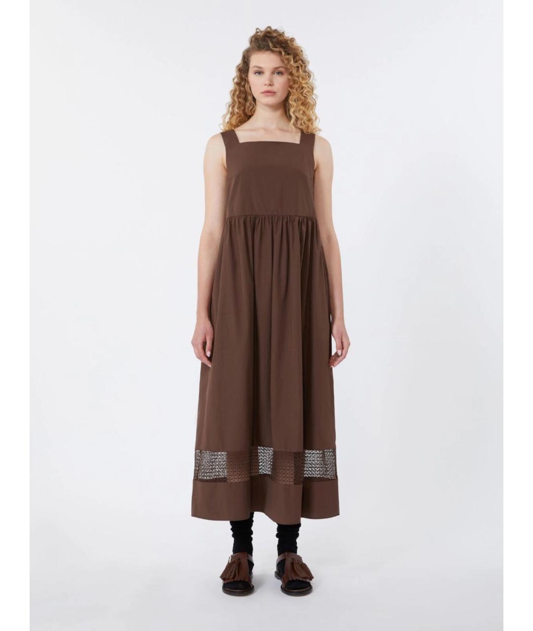 WEEKEND MAX MARA Коричневое хлопковое повседневное платье, фото 3