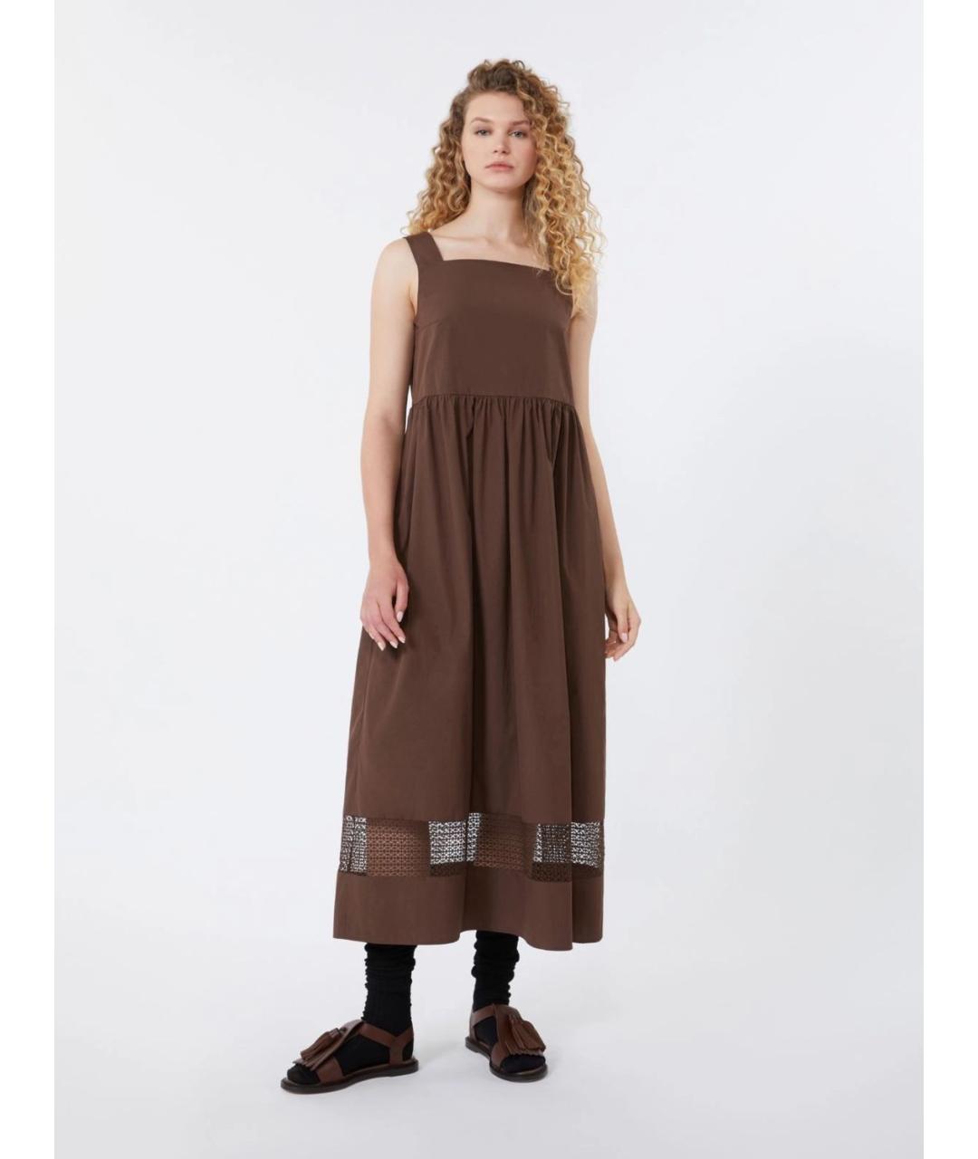 WEEKEND MAX MARA Коричневое хлопковое повседневное платье, фото 2