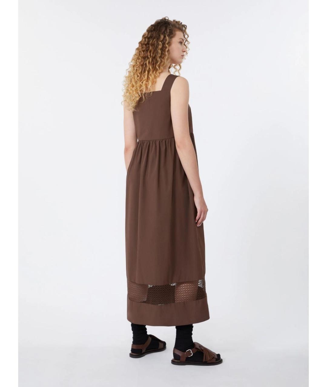 WEEKEND MAX MARA Коричневое хлопковое повседневное платье, фото 4