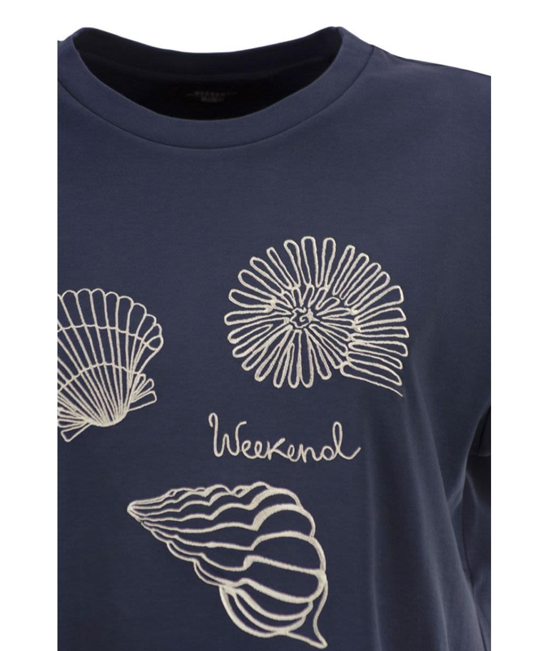WEEKEND MAX MARA Синяя хлопковая футболка, фото 4