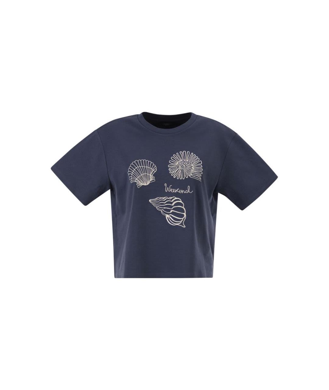 WEEKEND MAX MARA Синяя хлопковая футболка, фото 1
