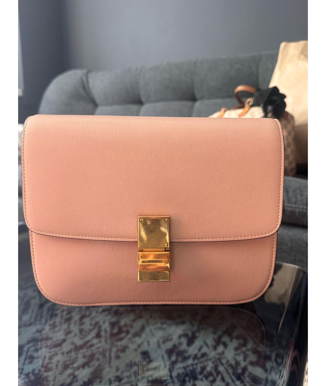 CELINE Розовая кожаная сумка через плечо, фото 5