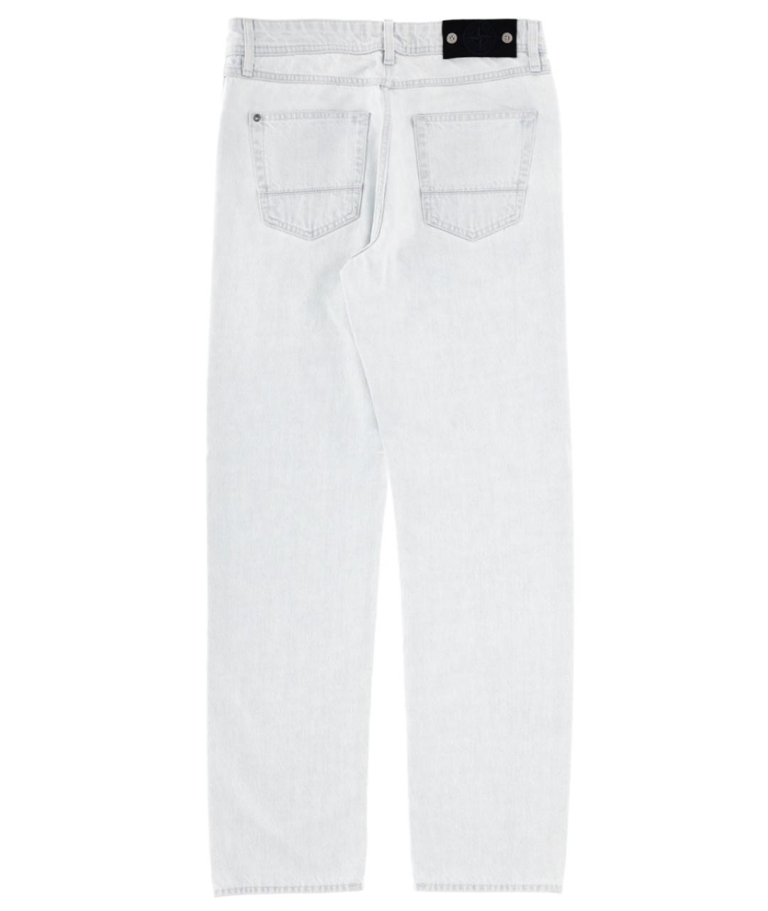 STONE ISLAND Голубые хлопковые прямые джинсы, фото 2