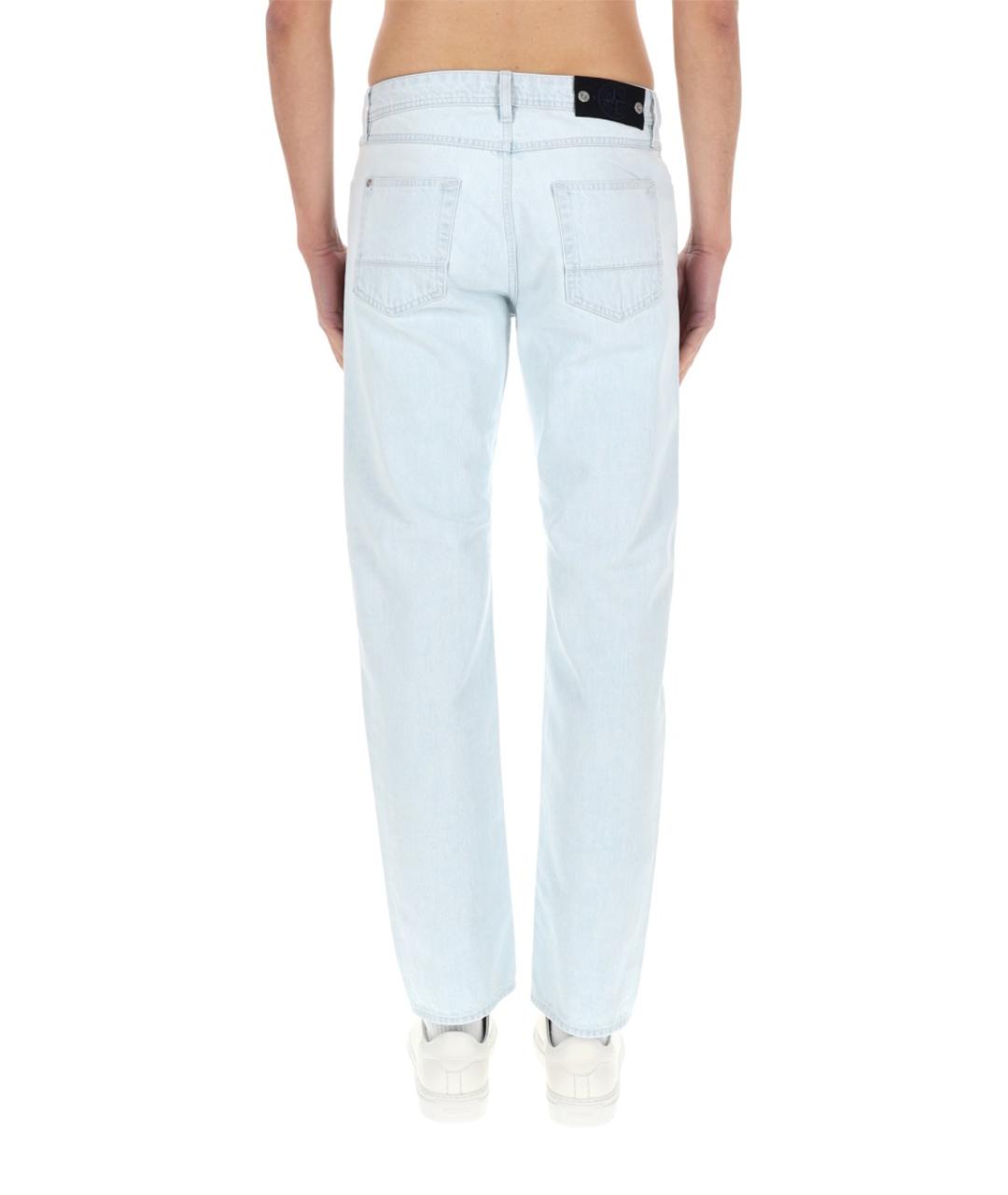 STONE ISLAND Голубые хлопковые прямые джинсы, фото 4