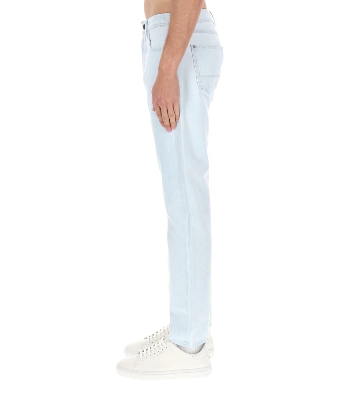 STONE ISLAND Голубые хлопковые прямые джинсы, фото 3