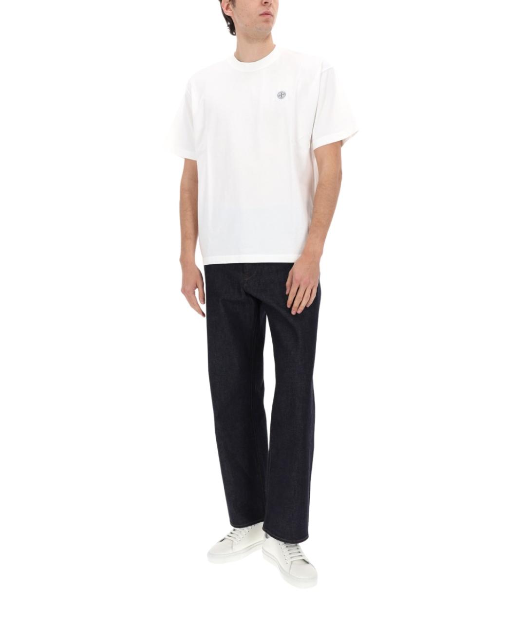 STONE ISLAND Темно-синие хлопковые прямые джинсы, фото 5