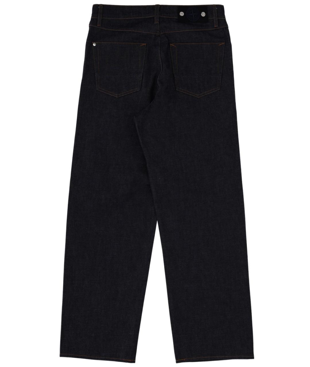 STONE ISLAND Темно-синие хлопковые прямые джинсы, фото 2