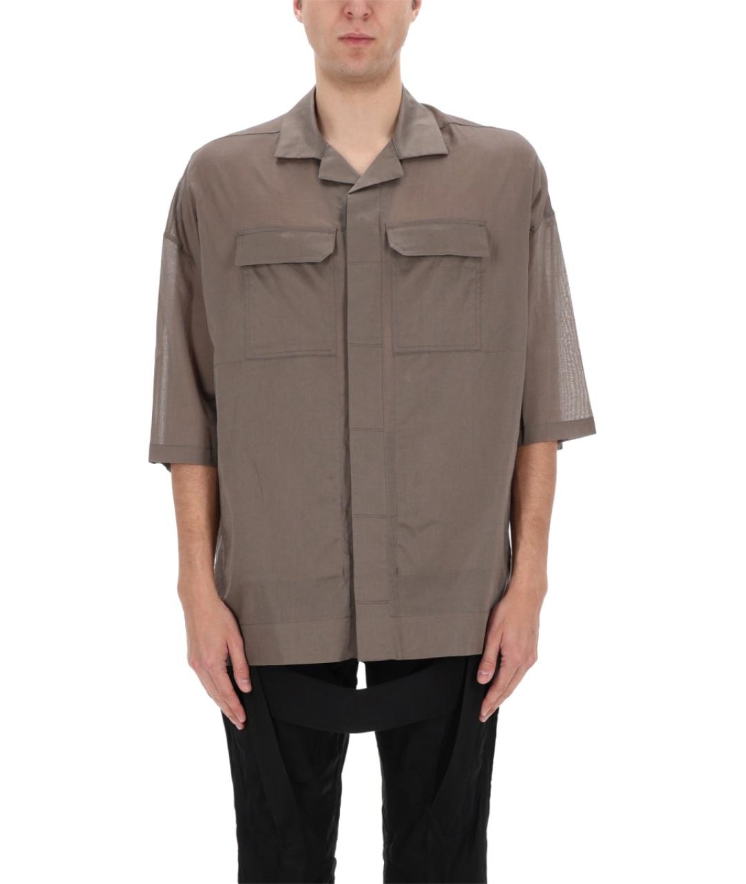 RICK OWENS Серая хлопковая кэжуал рубашка, фото 3