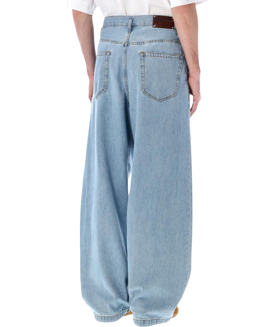 DRIES VAN NOTEN Голубые хлопковые прямые джинсы, фото 2