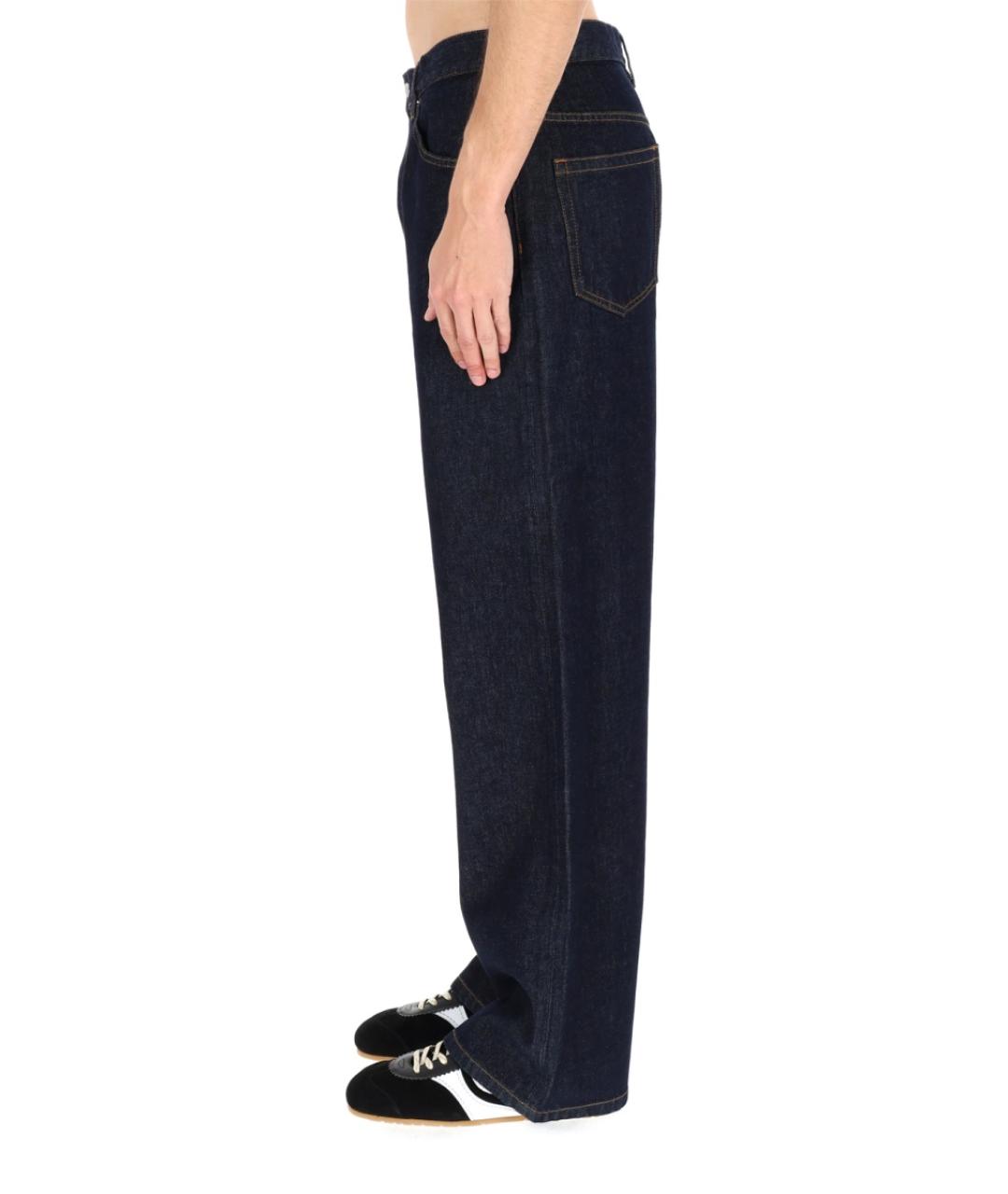 DRIES VAN NOTEN Темно-синие хлопковые прямые джинсы, фото 4