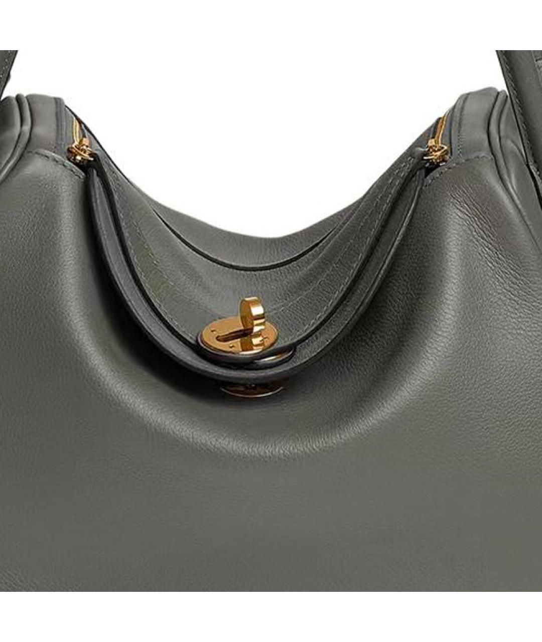 HERMES Серая кожаная сумка через плечо, фото 5