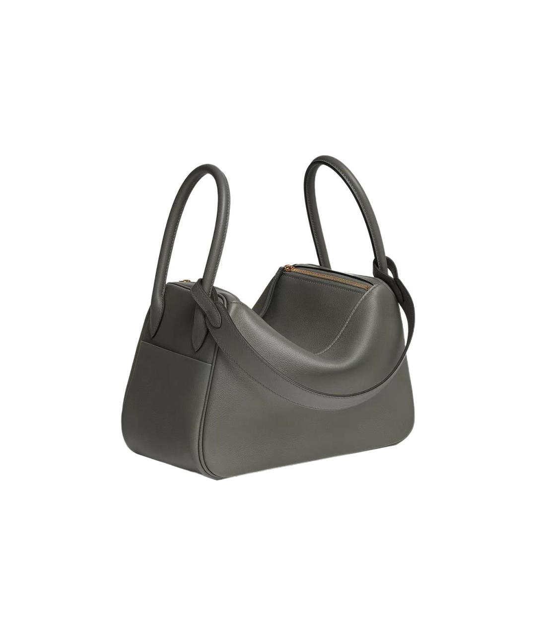 HERMES Серая кожаная сумка через плечо, фото 3