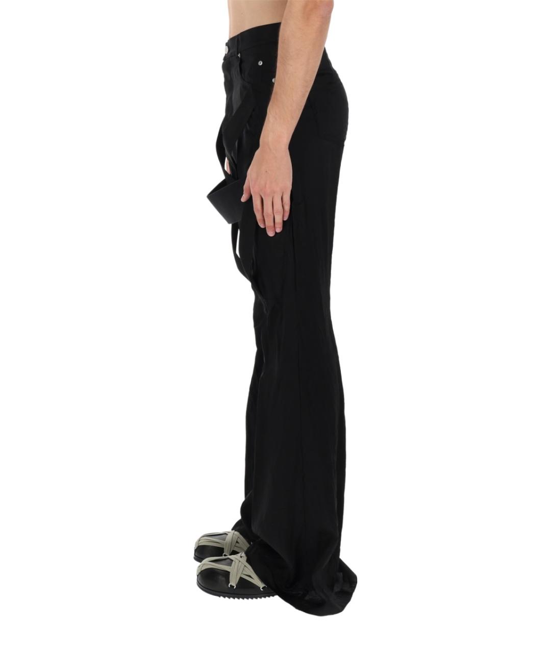 RICK OWENS Черные вискозные повседневные брюки, фото 3