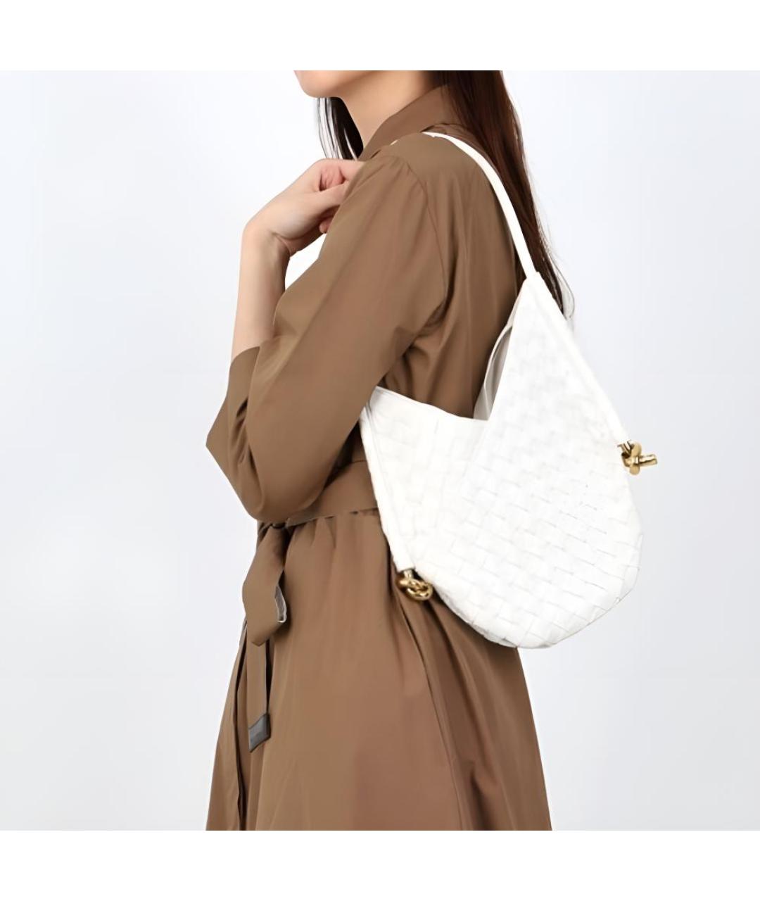 BOTTEGA VENETA Белая кожаная сумка через плечо, фото 5