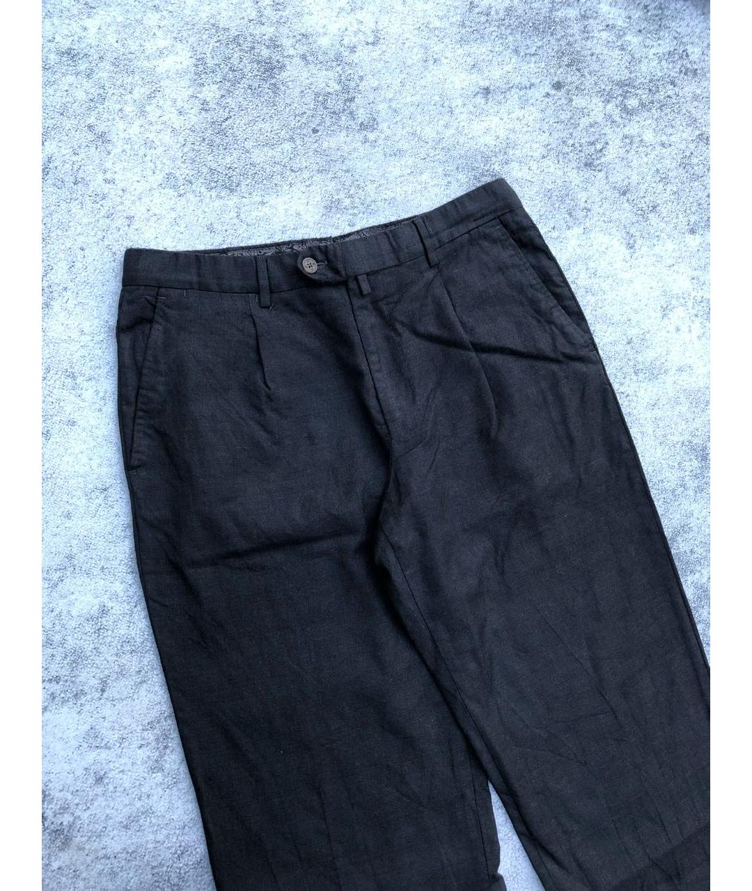 Castello d'Oro Антрацитовые шерстяные классические брюки, фото 2