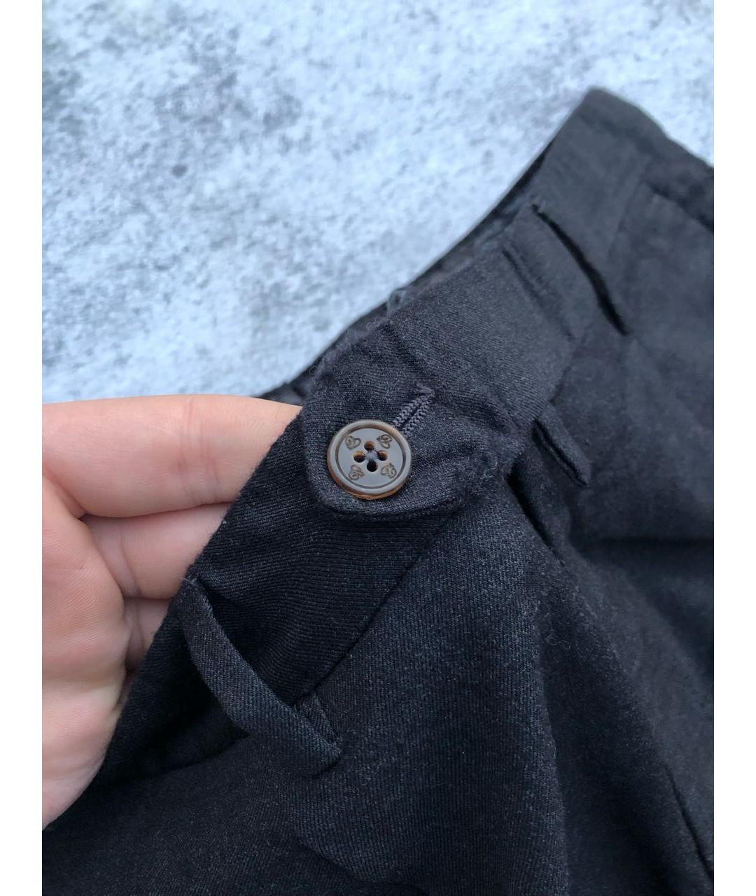 Castello d'Oro Антрацитовые шерстяные классические брюки, фото 7