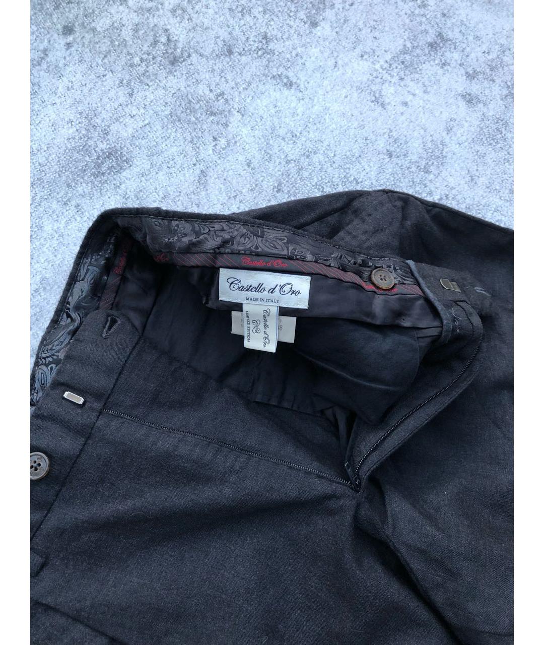 Castello d'Oro Антрацитовые шерстяные классические брюки, фото 3