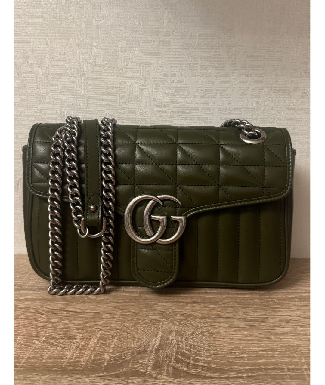 GUCCI Хаки кожаная сумка через плечо, фото 9