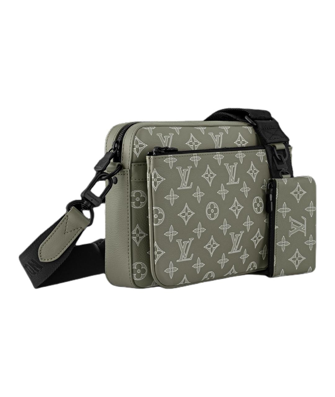 LOUIS VUITTON Серая кожаная сумка на плечо, фото 3