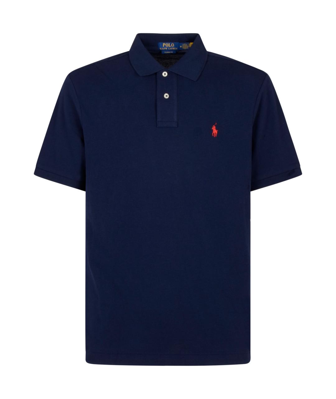 POLO RALPH LAUREN Темно-синее хлопковое поло с коротким рукавом, фото 1