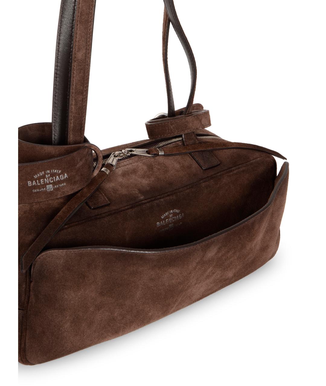 BALENCIAGA Коричневая замшевая сумка через плечо, фото 4