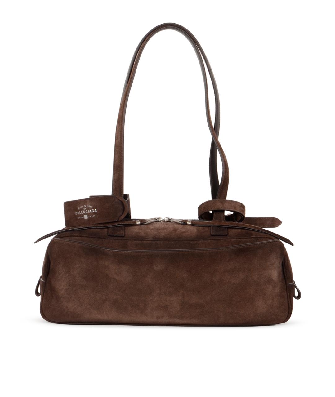 BALENCIAGA Коричневая замшевая сумка через плечо, фото 1
