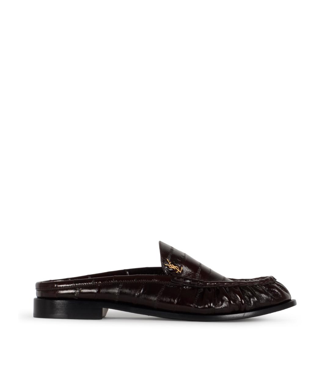 SAINT LAURENT Коричневые лоферы из лакированной кожи, фото 1