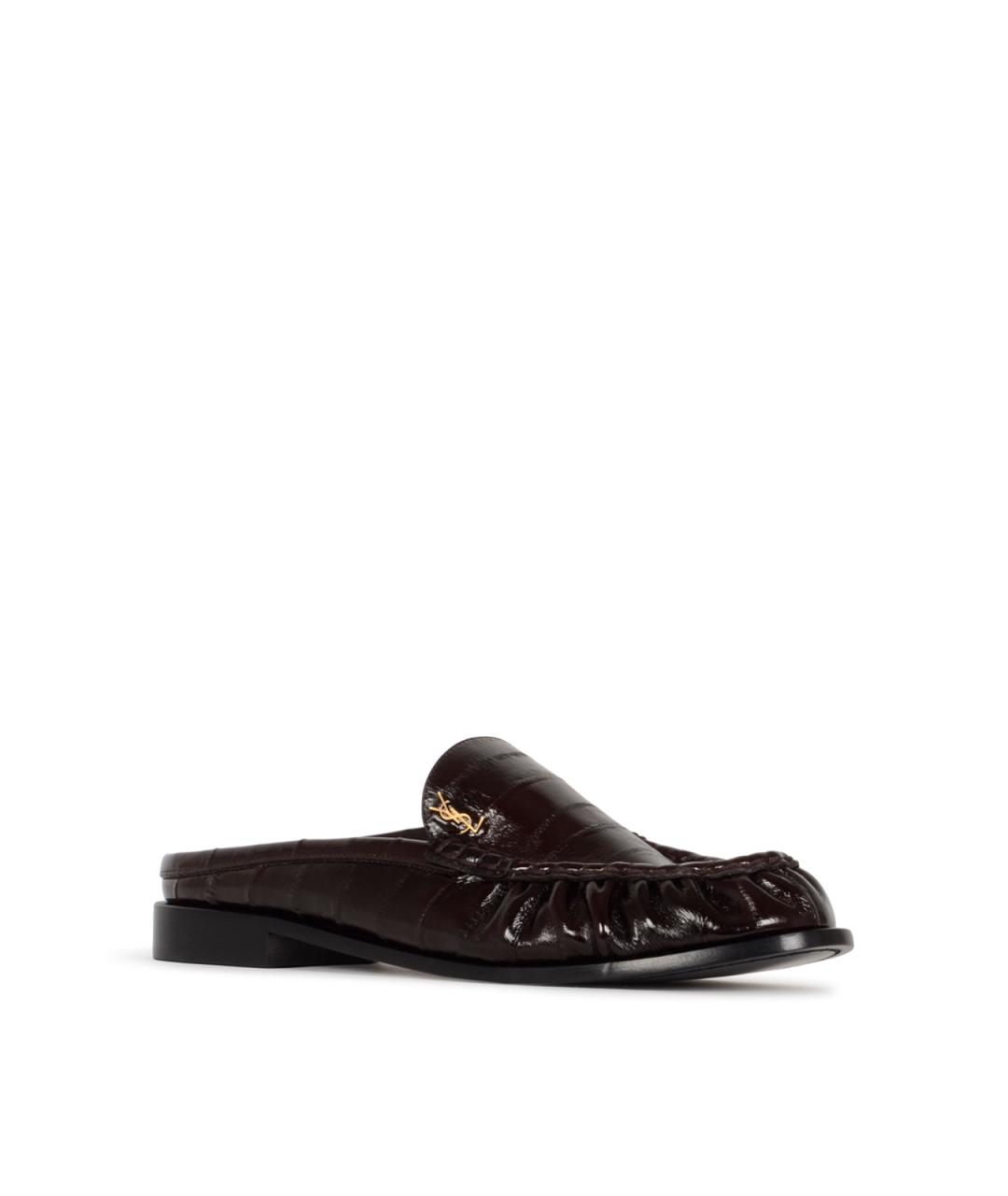 SAINT LAURENT Коричневые лоферы из лакированной кожи, фото 2