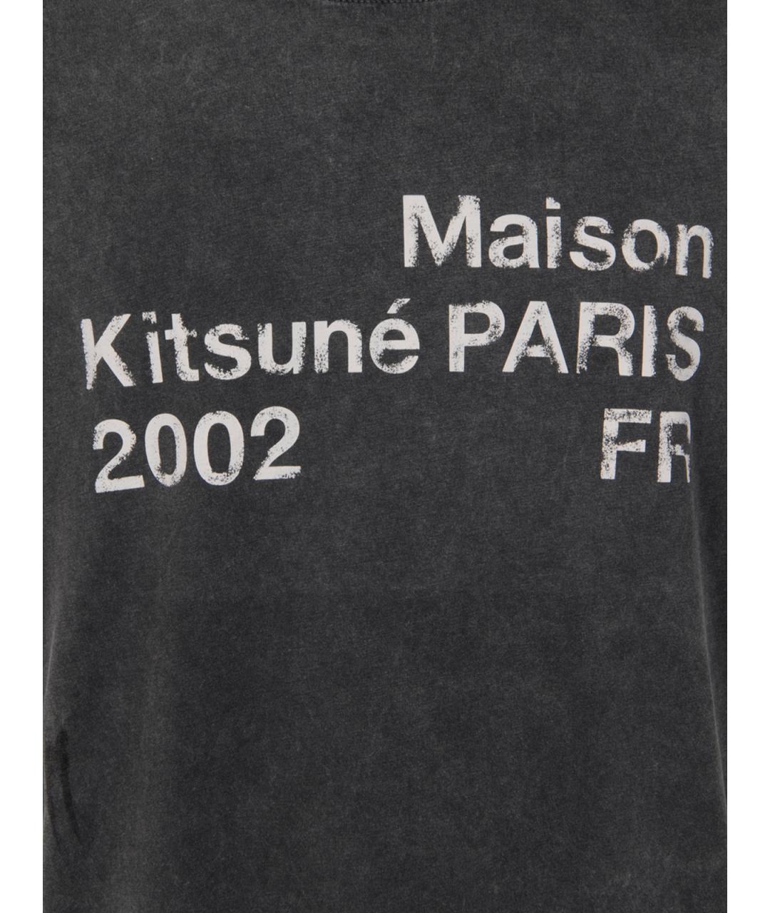 MAISON KITSUNE Черная хлопковая футболка, фото 3