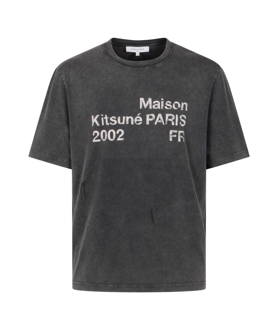 MAISON KITSUNE Черная хлопковая футболка, фото 1
